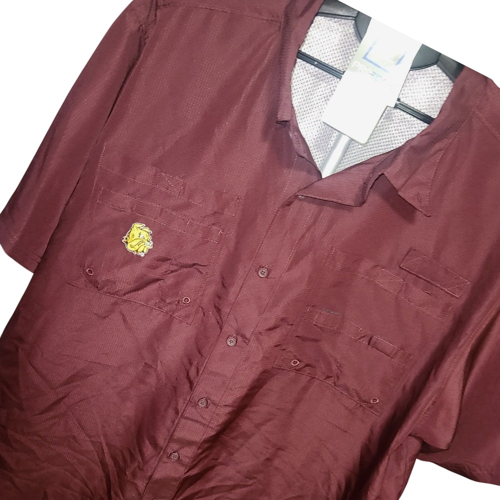 Minnesota Duluth Bulldogs Pro Edge Button Up Shirt Maroon Mens Size XL‎ NCAA